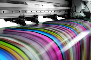 A large format digital printing machine in operation
