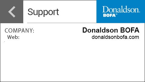 Pro OS Contact screen - Donaldson BOFA